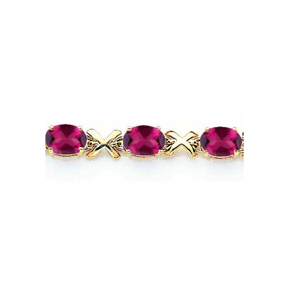 14K Yellow Gold 7X5mm Oval Rhodolite Garnet Bracelet