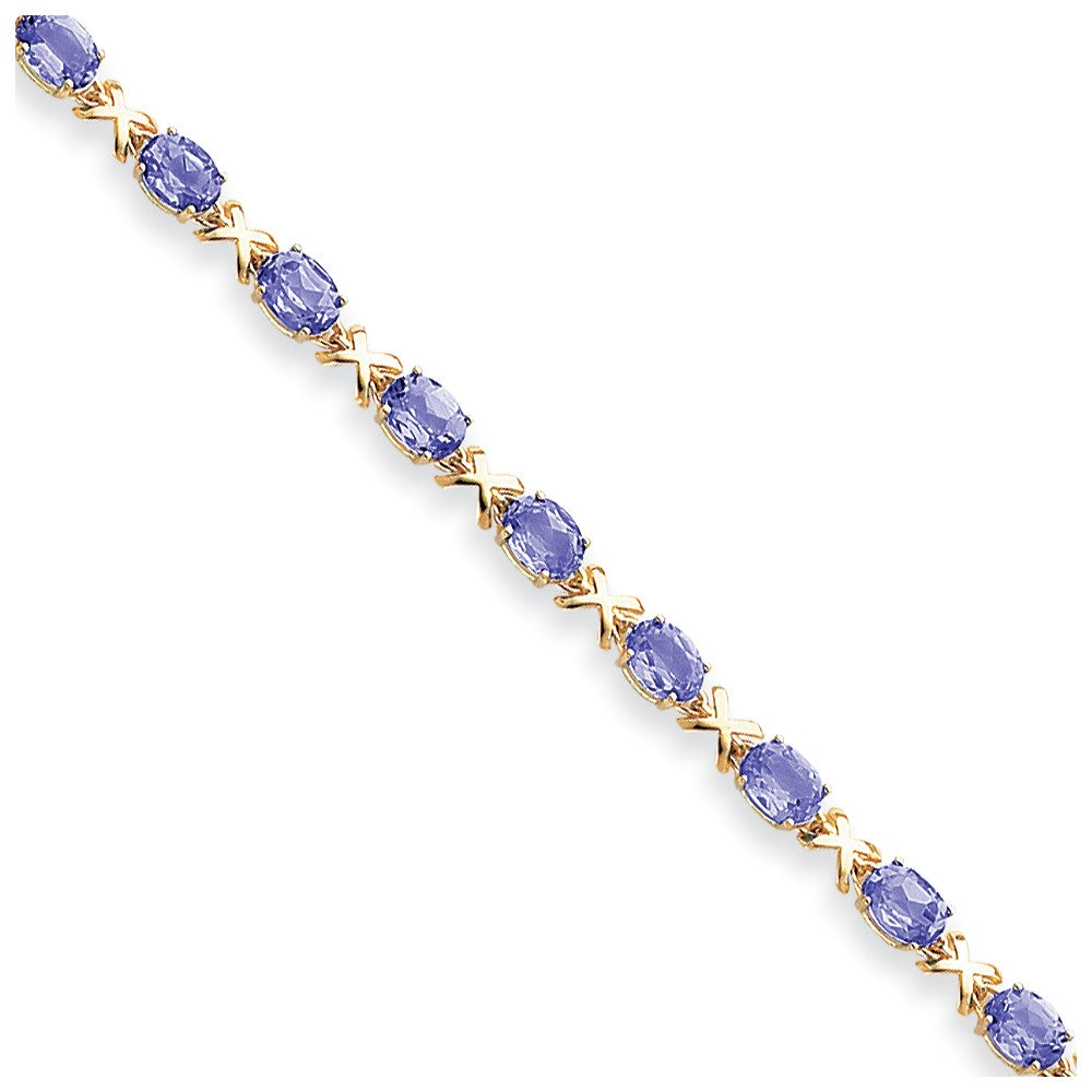 14K Yellow Gold 7X5mm Oval Tanzanite Bracelet