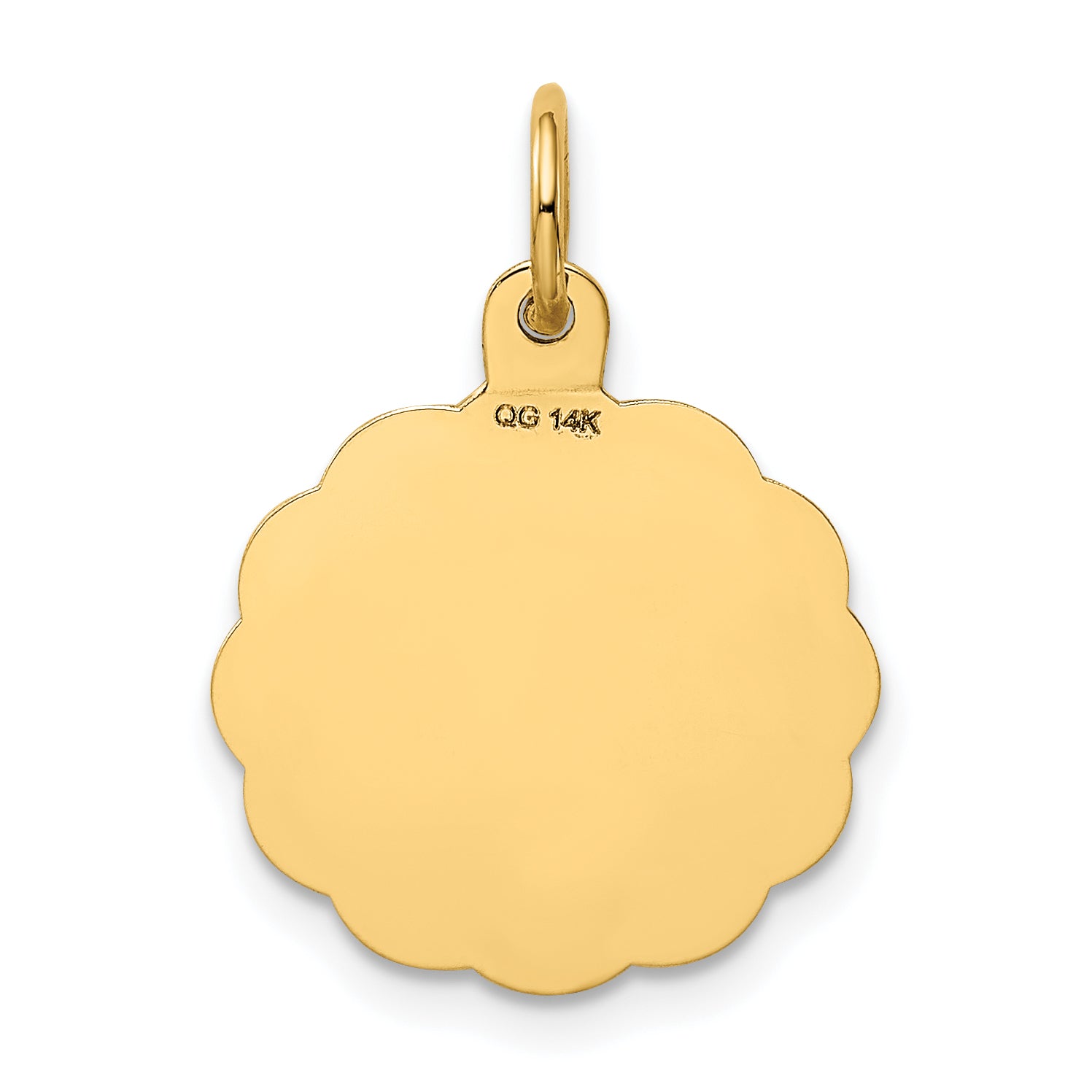 14k Yellow Gold 14k Polished IT'S A GIRL Scalloped Disc Charm