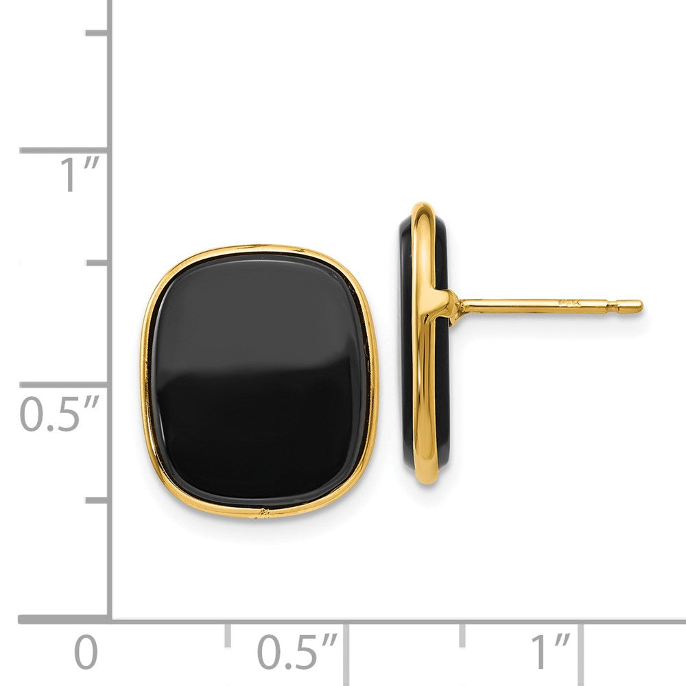 14K Yellow Gold Black Onyx Earrings