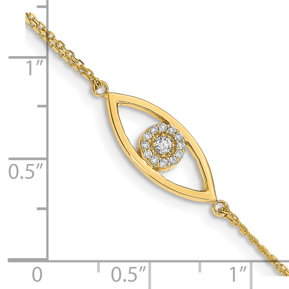 14K Yellow Gold Complete Aaa Diamond Evil Eye 2 Strand 7 Inch Bracelet With 1 Extender