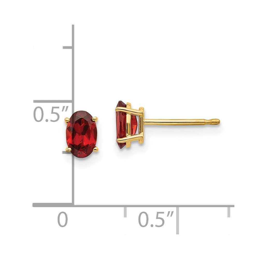 14K Yellow Gold Garnet Earrings January