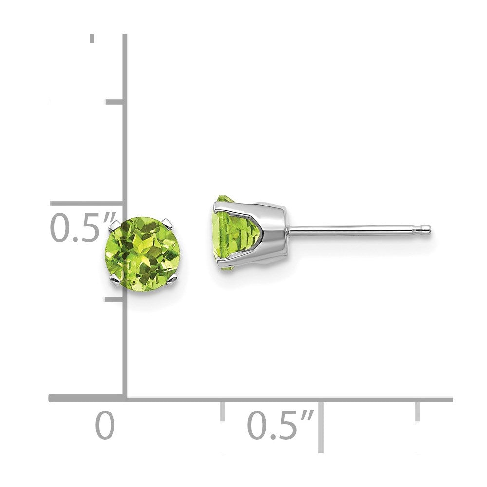 14K White Gold 5mm Peridot Stud Earrings