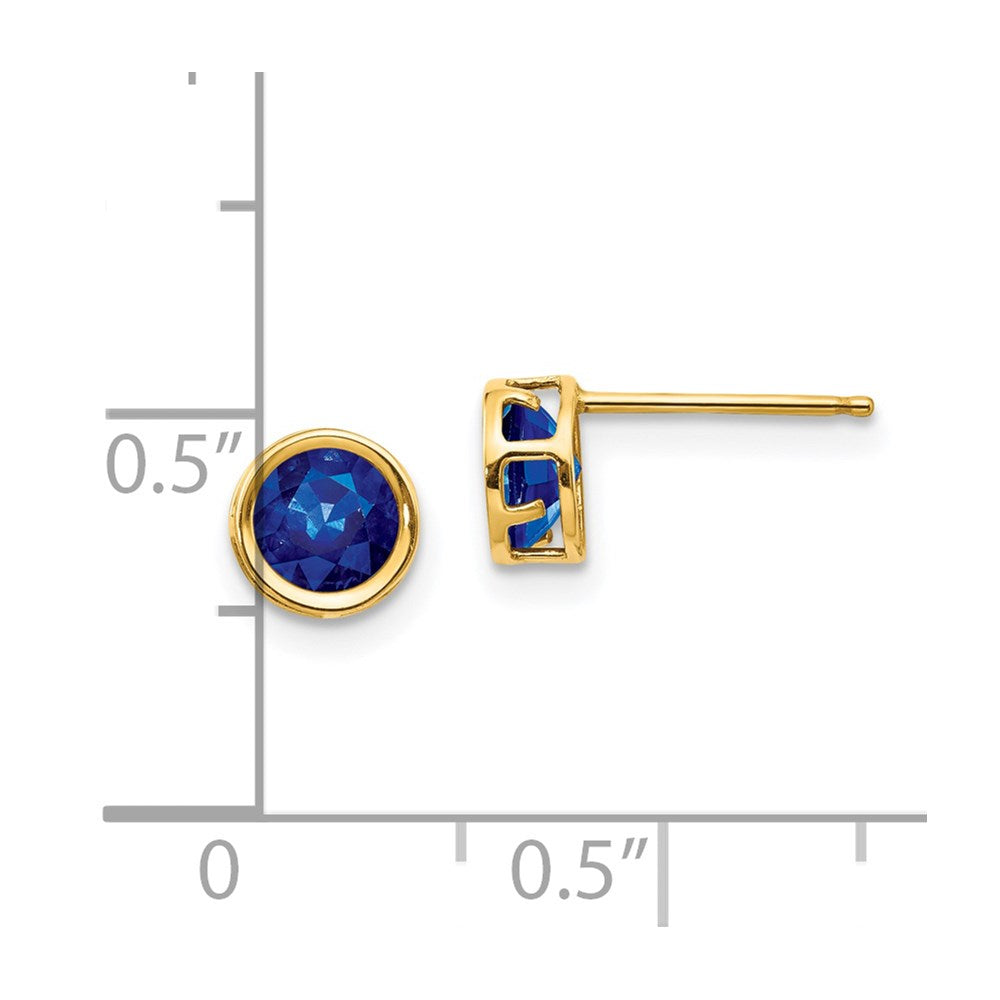 14K Yellow Gold 5mm Bezel Sapphire Stud Earrings