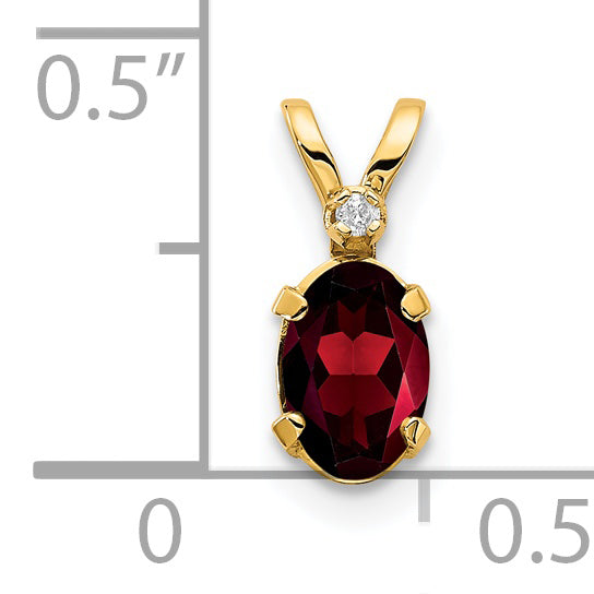 14K Yellow Gold Diamond & Garnet Birthstone Pendant