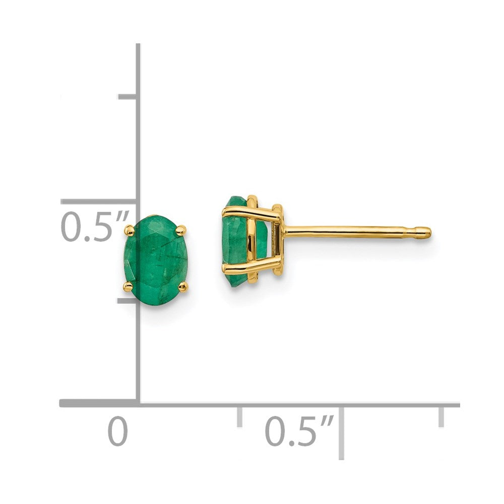 14K Yellow Gold Emerald Earrings May