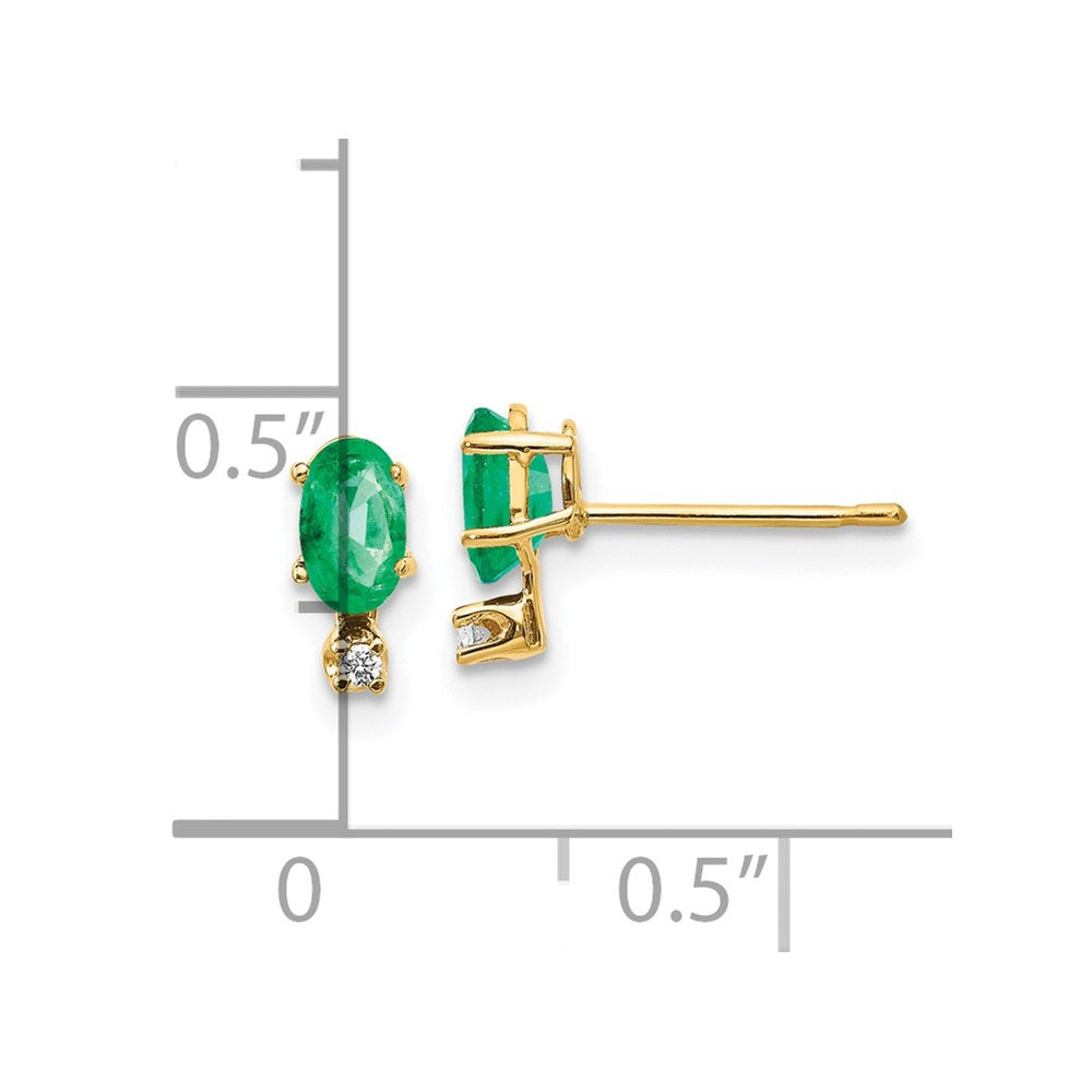 14K Yellow Gold Diamond & Emerald Birthstone Earrings