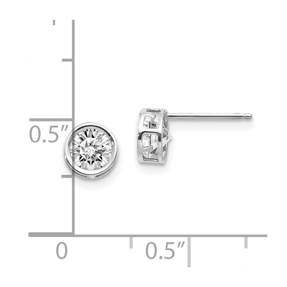 14K White Gold 5mm Bezel Topaz Stud Earrings