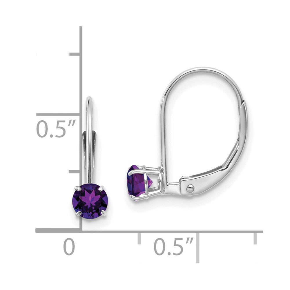 14K White Gold 4mm Amethyst/February Earrings