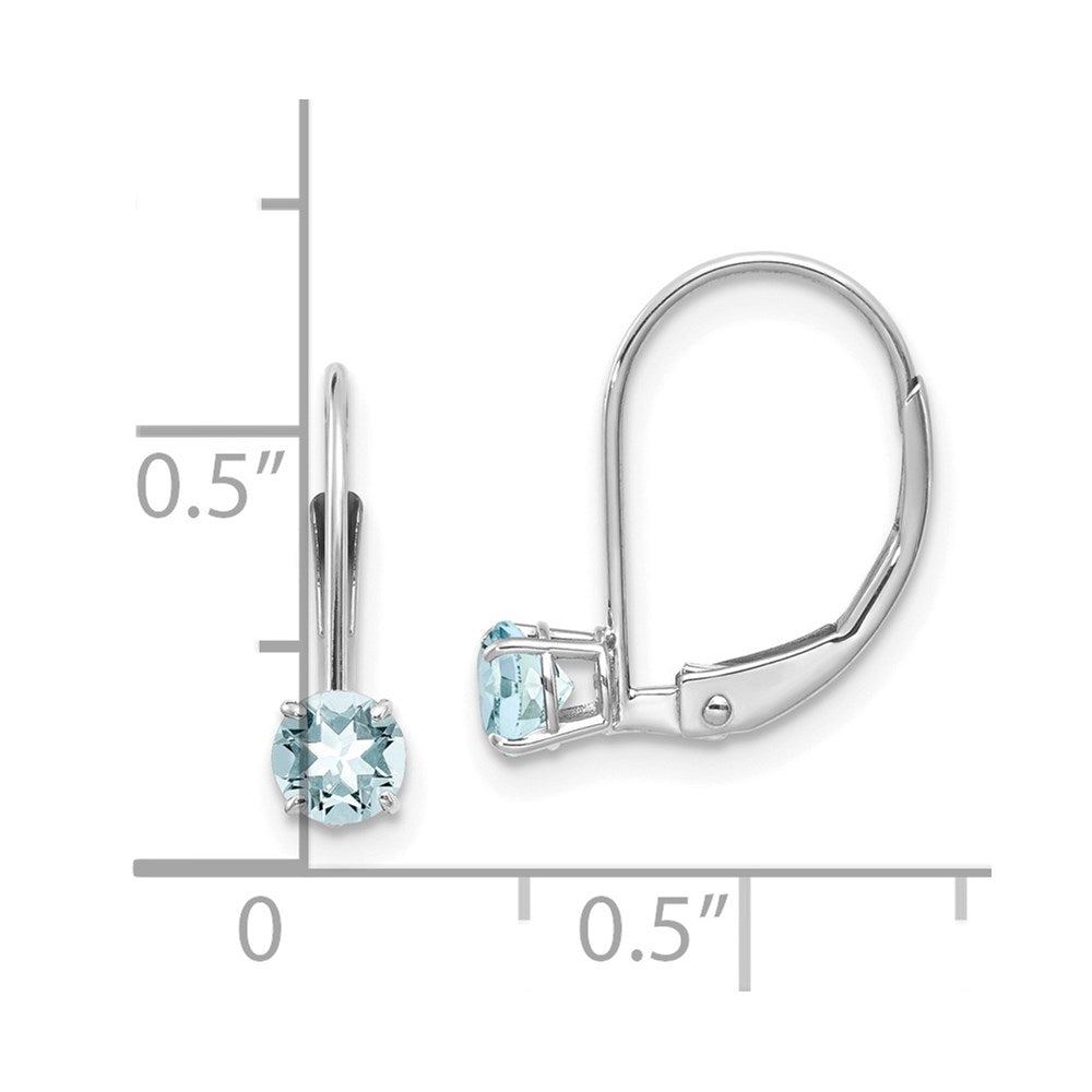 14K White Gold 4mm Aquamarine/March Earrings