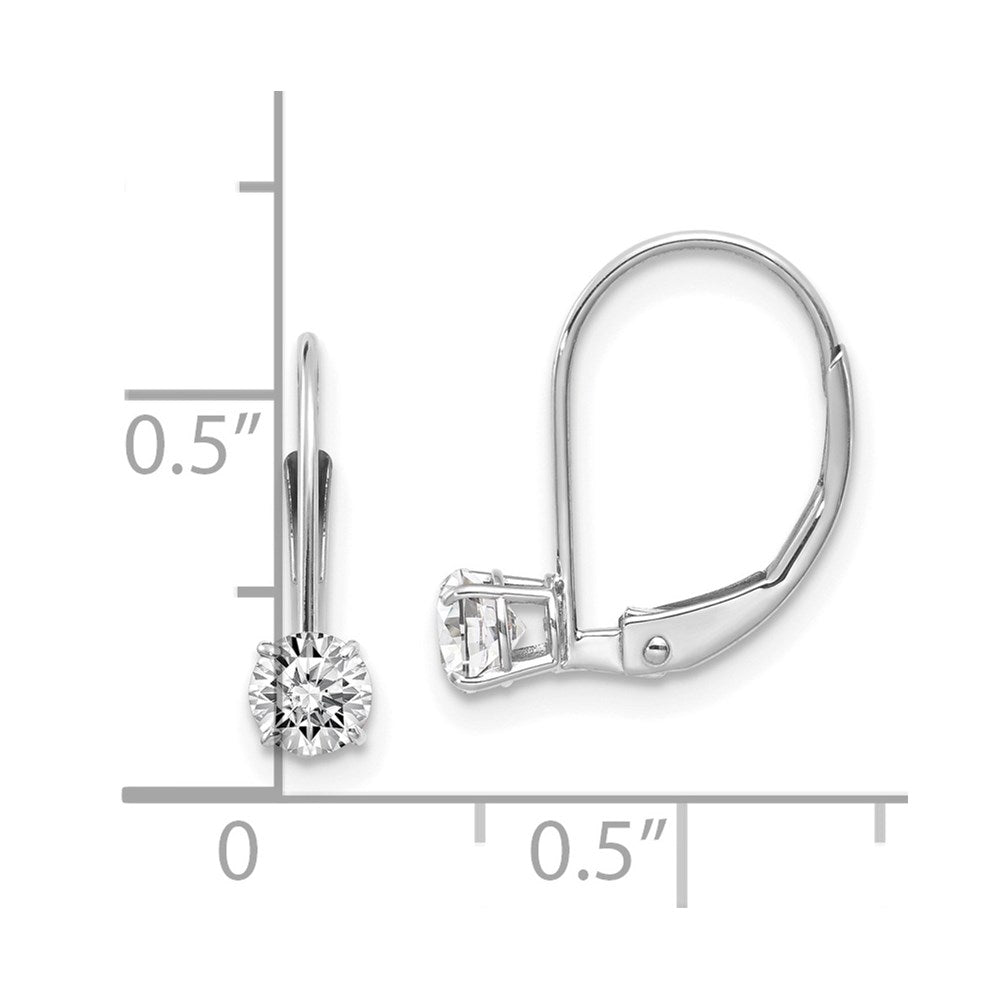 14K White Gold 4mm Topaz/April Earrings