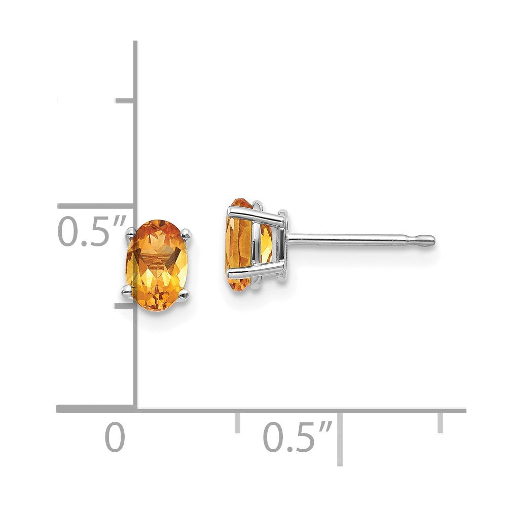 14K White Gold 6X4mm Citrine Earrings