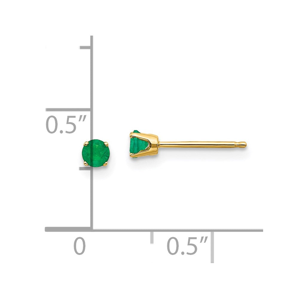 14K Yellow Gold 3mm May/Emerald Post Earrings