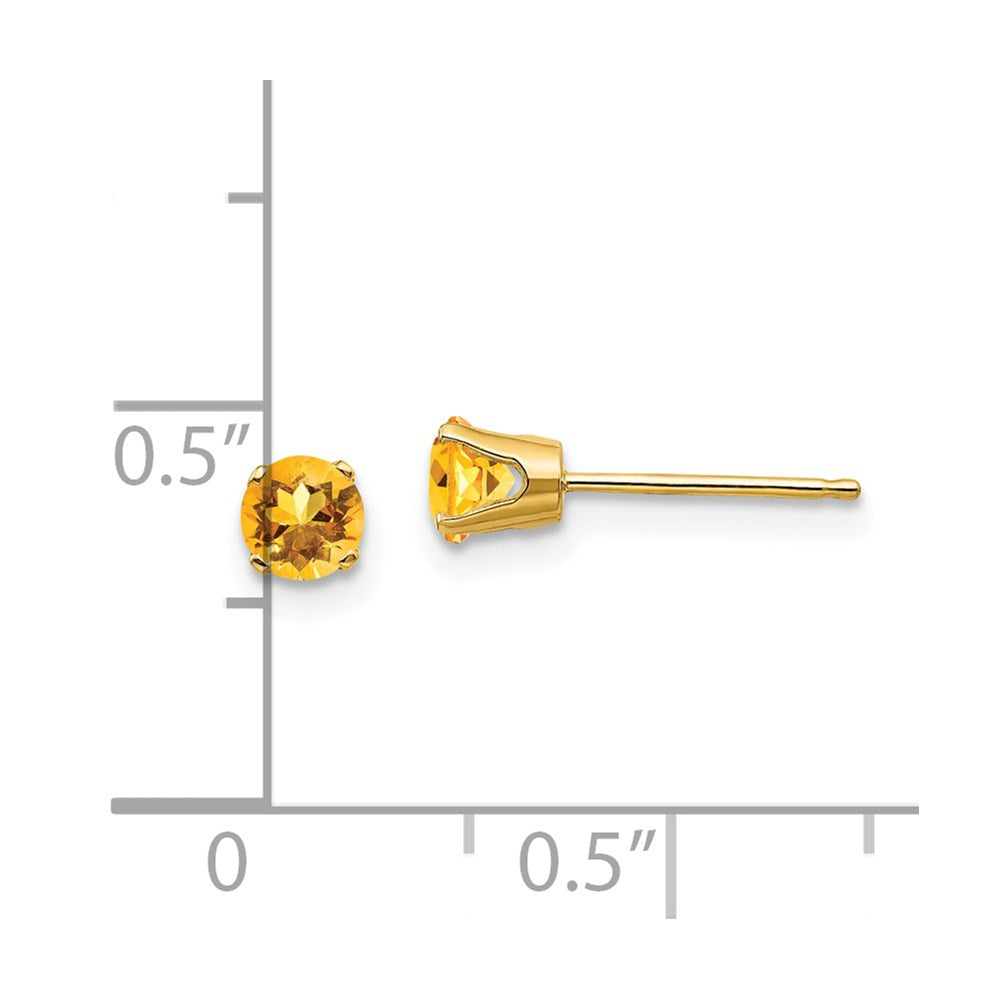 14K Yellow Gold 4mm November/Citrine Post Earrings