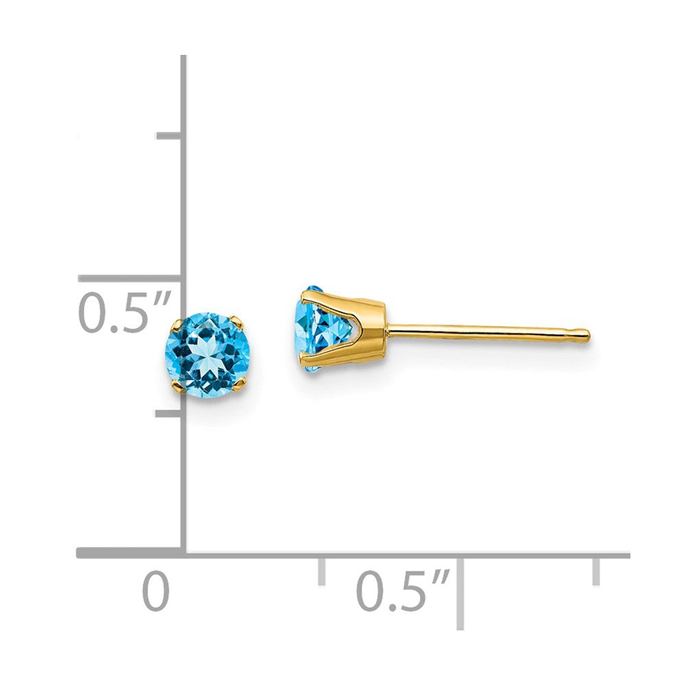 14K Yellow Gold 4mm December/Blue Topaz Post Earrings