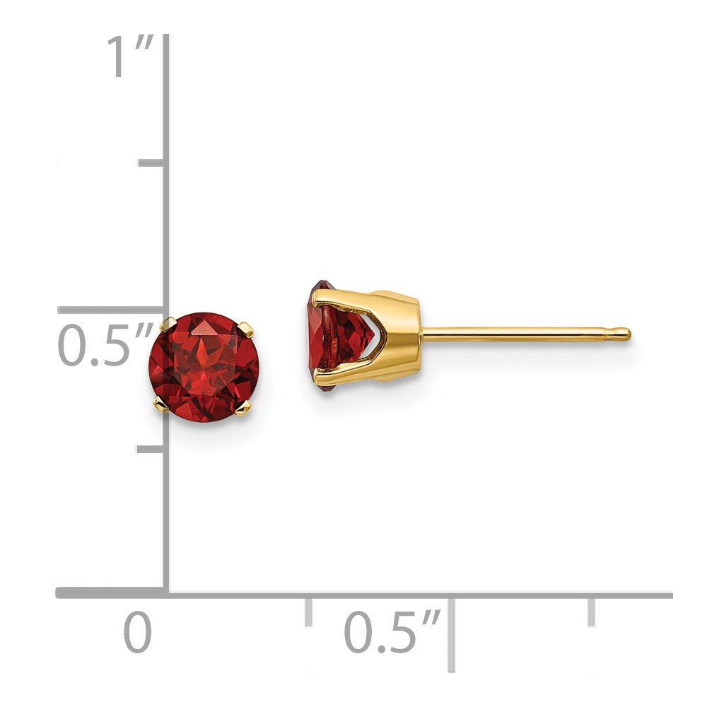 14K Yellow Gold 5mm Garnet Earrings January