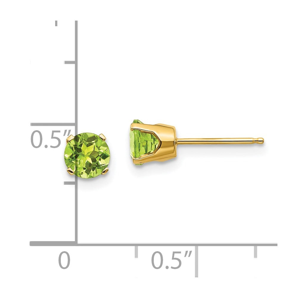 14K Yellow Gold 5mm Peridot Earrings August