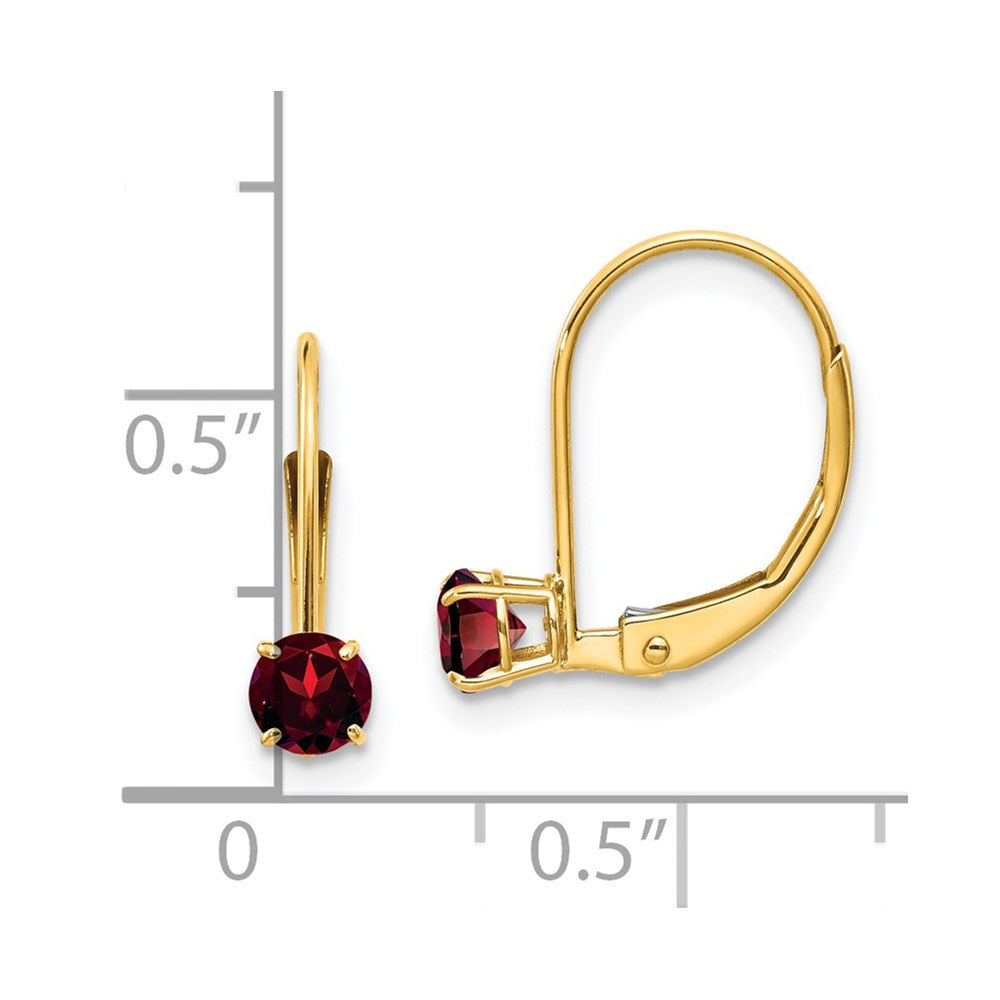 14K Yellow Gold Garnet Earrings January