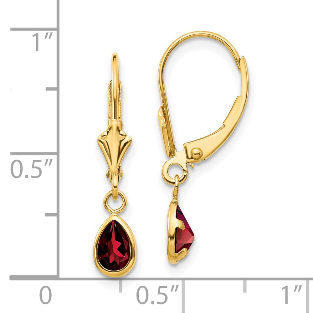 14K Yellow Gold 6X4mm Garnet/January Earrings