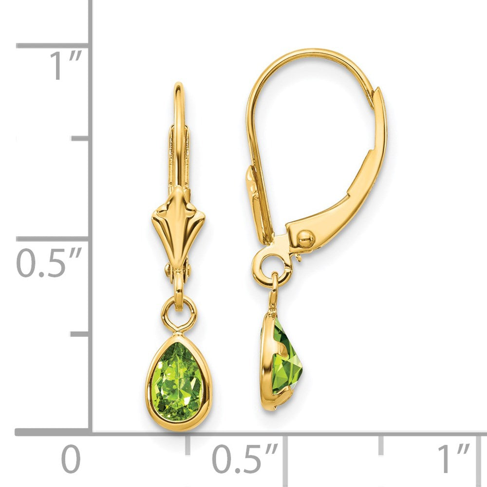 14K Yellow Gold 6X4mm August/Peridot Earrings