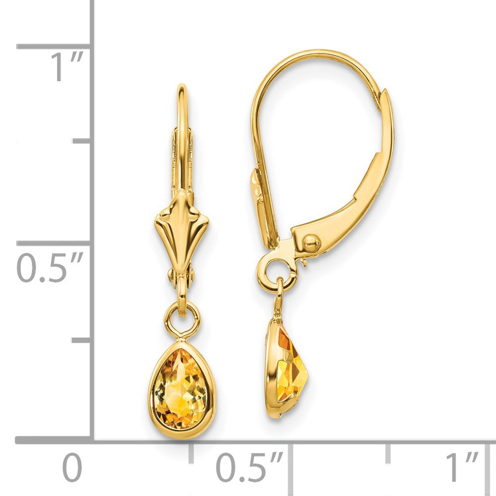 14K Yellow Gold 6X4mm November/Citrine Earrings