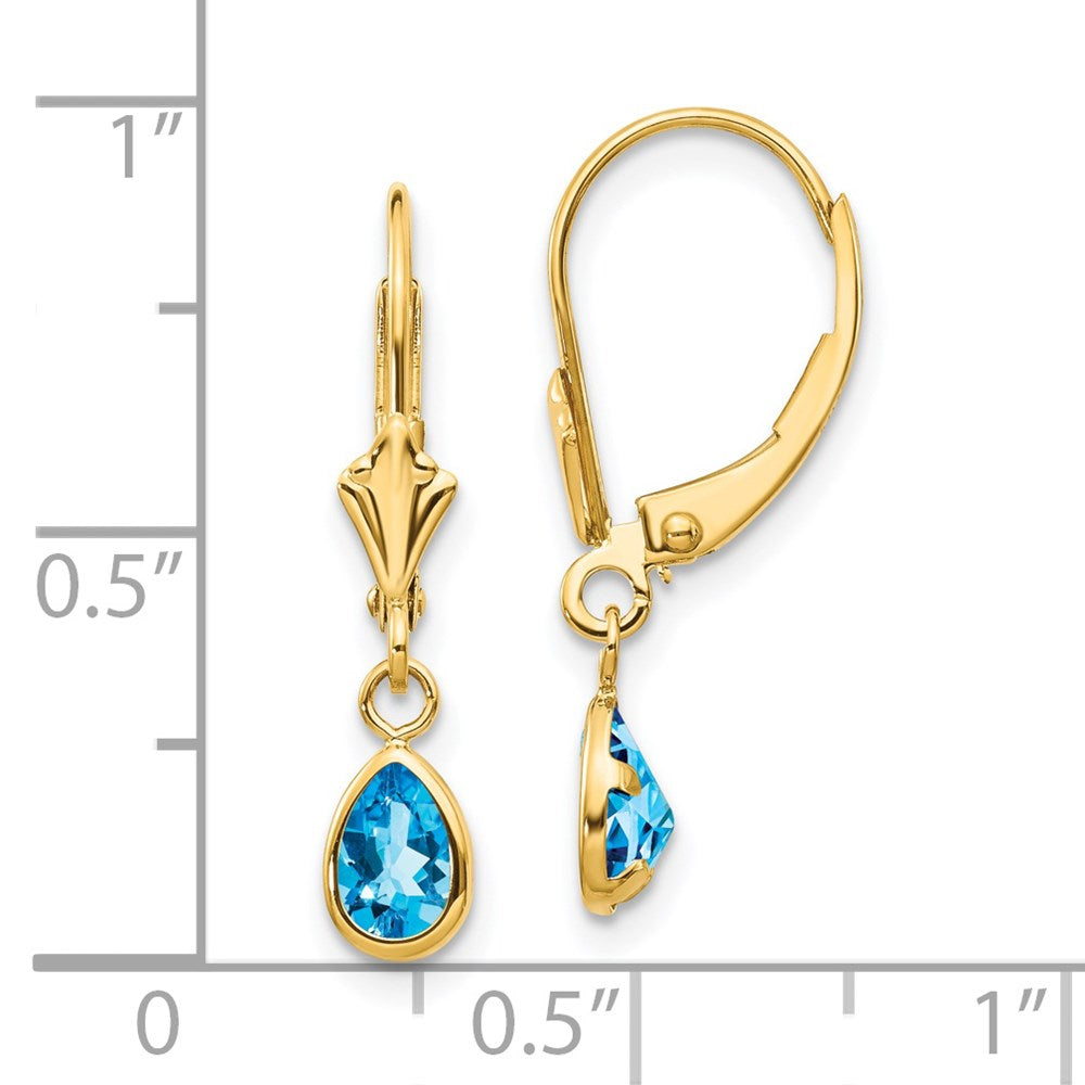 14K Yellow Gold 6X4mm December/Blue Topaz Earrings