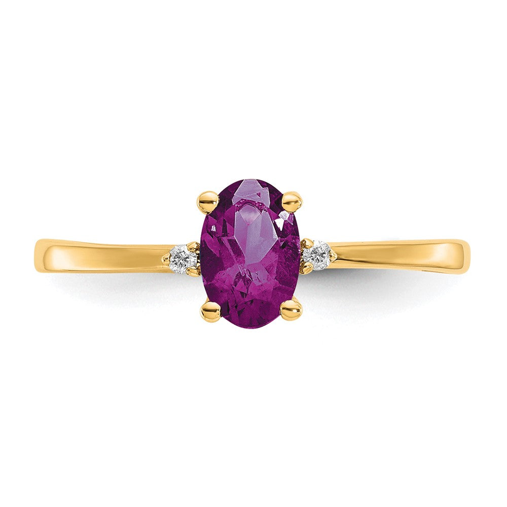 14K Yellow Gold Diamond & Rhodolite Garnet Birthstone Ring