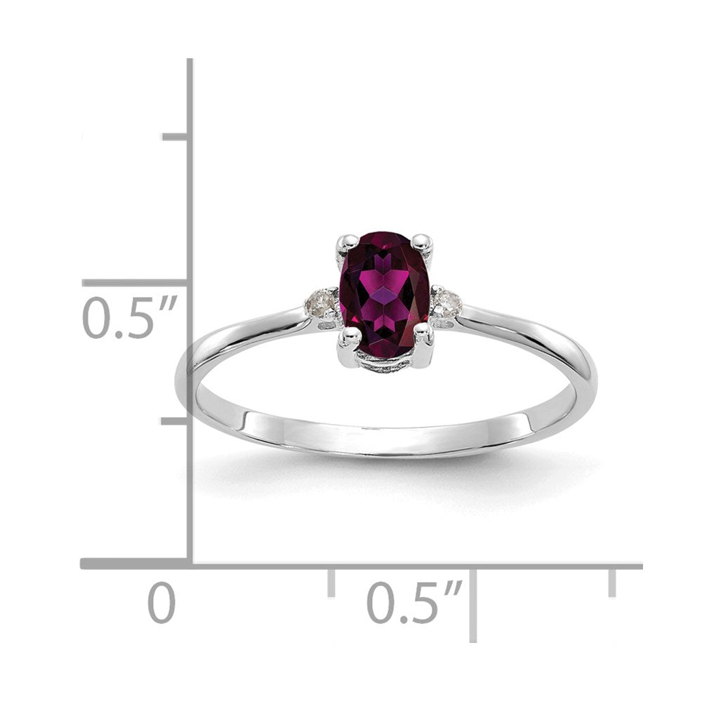 14K White Gold Diamond & Rhodolite Garnet Birthstone Ring