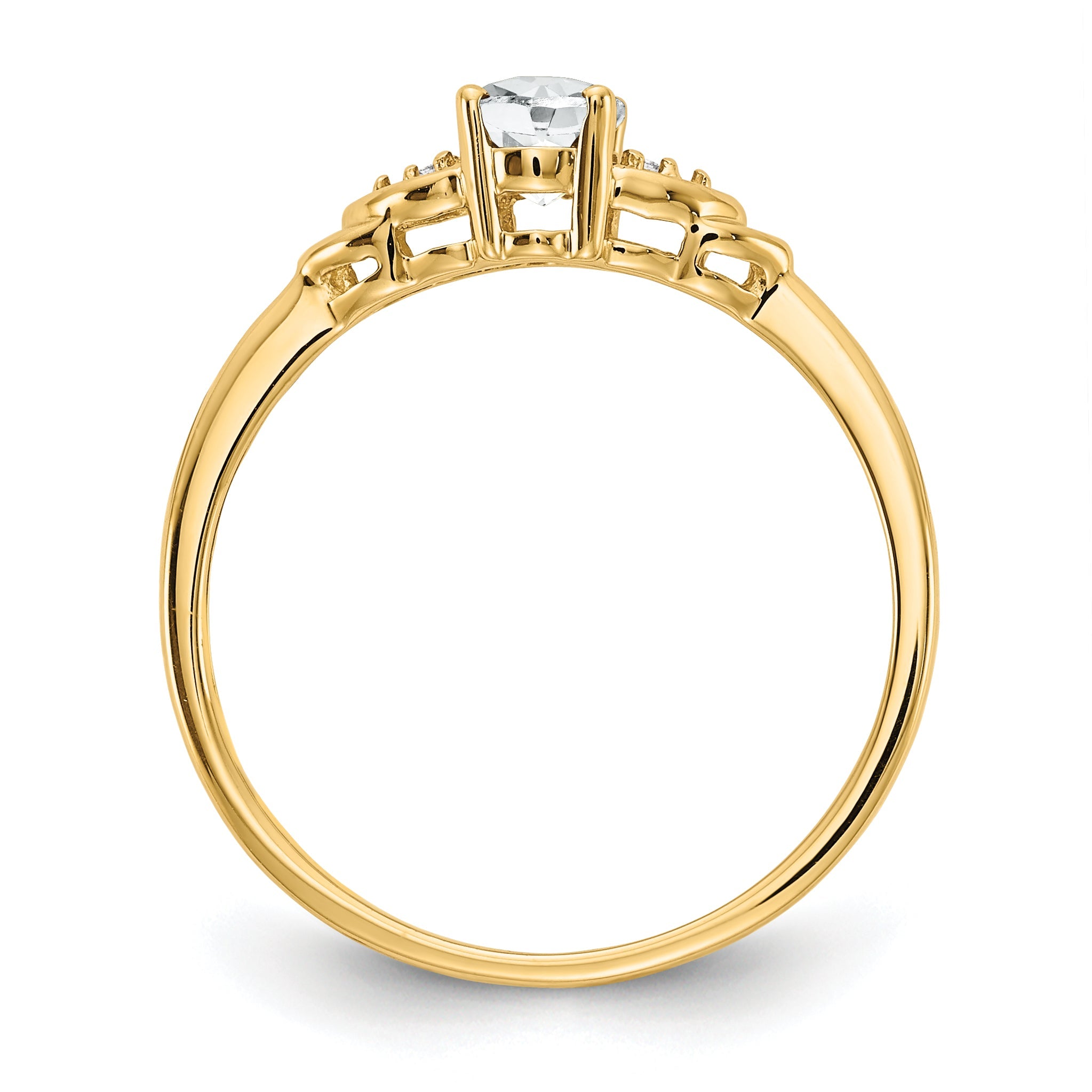 14K Yellow Gold White Topaz And Diamond Ring