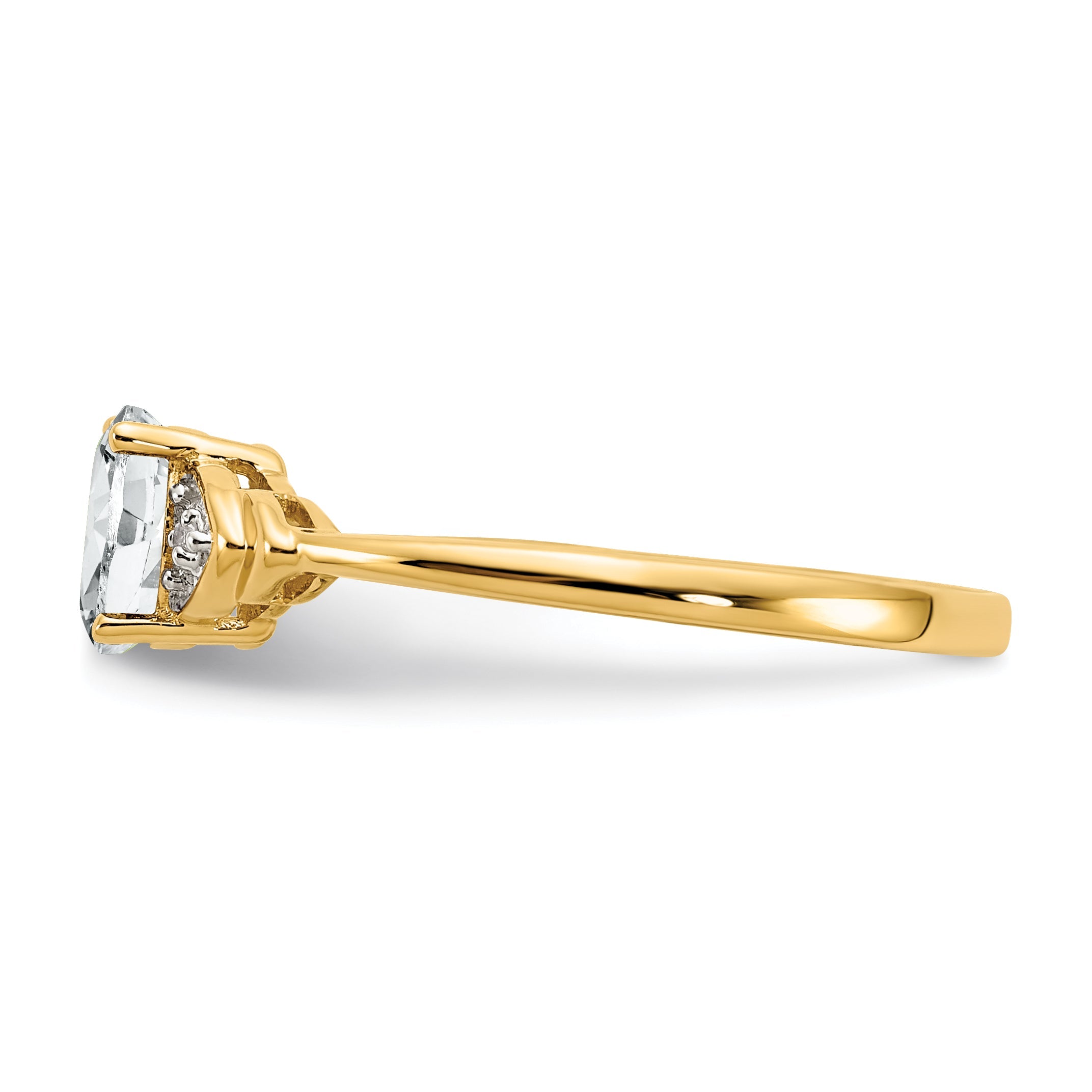 14K Yellow Gold White Topaz And Diamond Ring