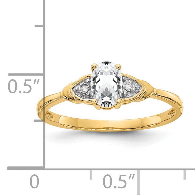 14K Yellow Gold White Topaz And Diamond Ring