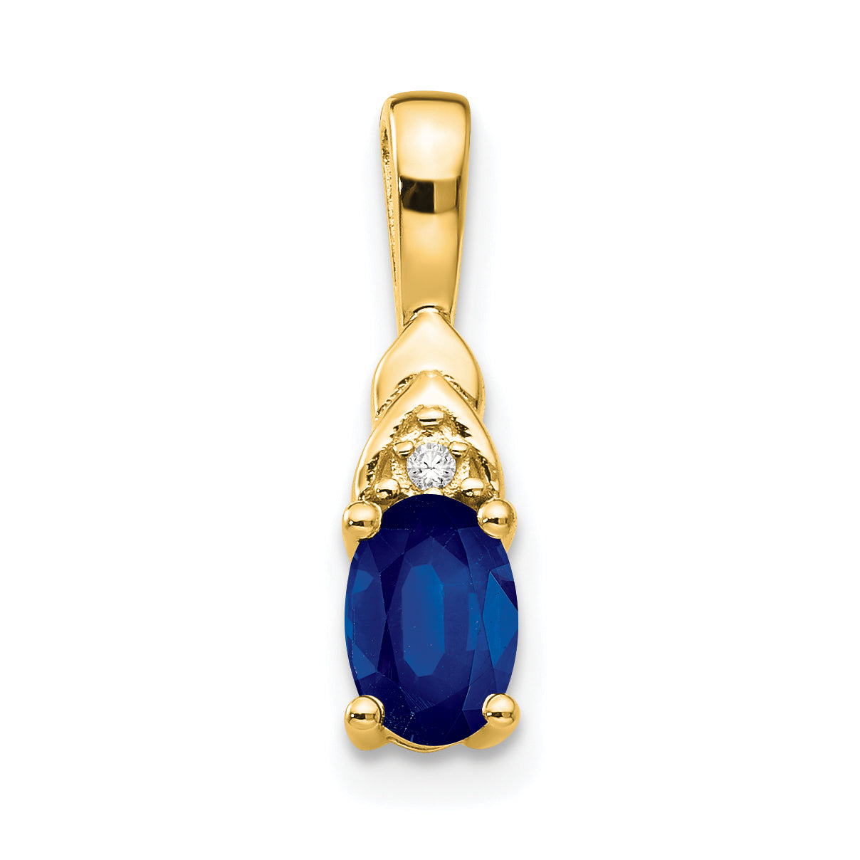 14K Yellow Gold Sapphire And Diamond Pendant