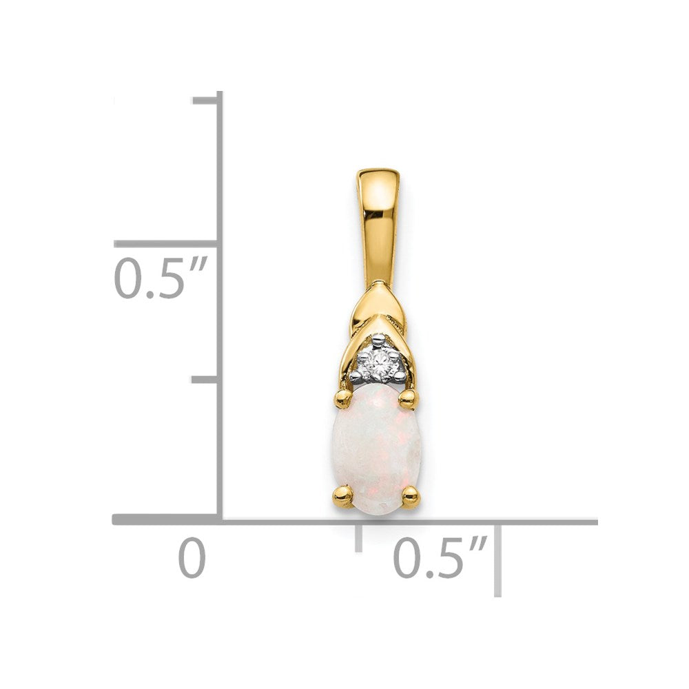 14K Yellow Gold Opal And Diamond Pendant