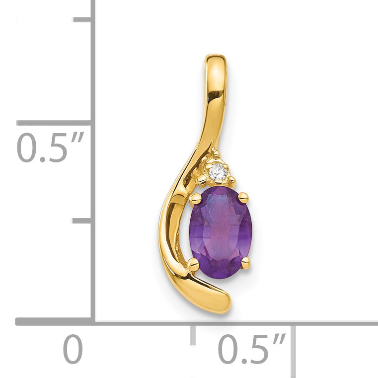 14K Yellow Gold Amethyst And Diamond Pendant