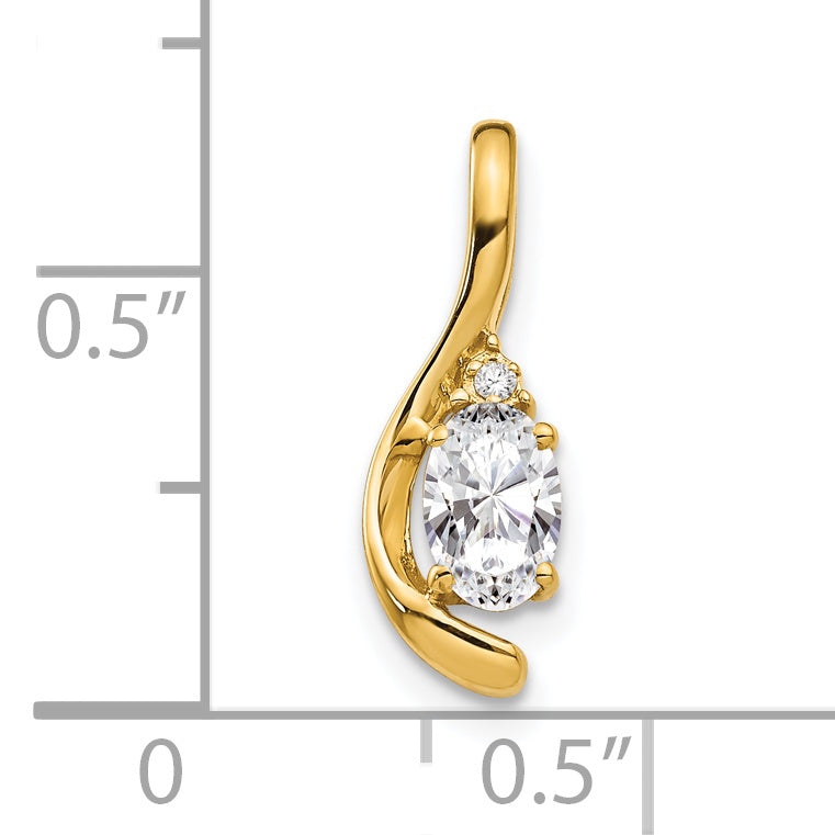 14K Yellow Gold White Topaz And Diamond Pendant