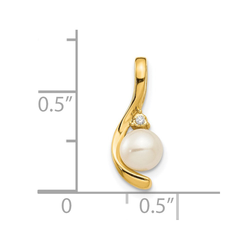 14K Yellow Gold Fw Cultured Pearl And Diamond Pendant