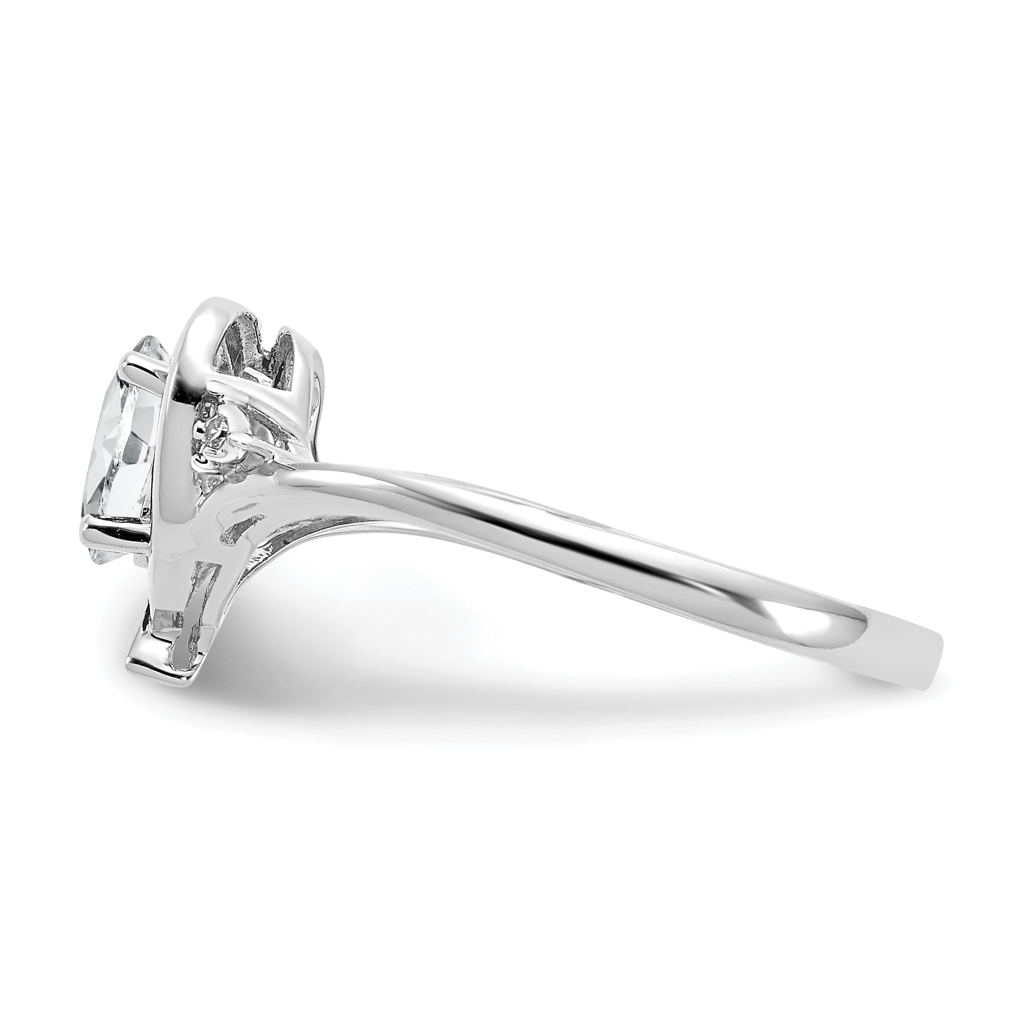 14K White Gold Topaz And Diamond Heart Ring