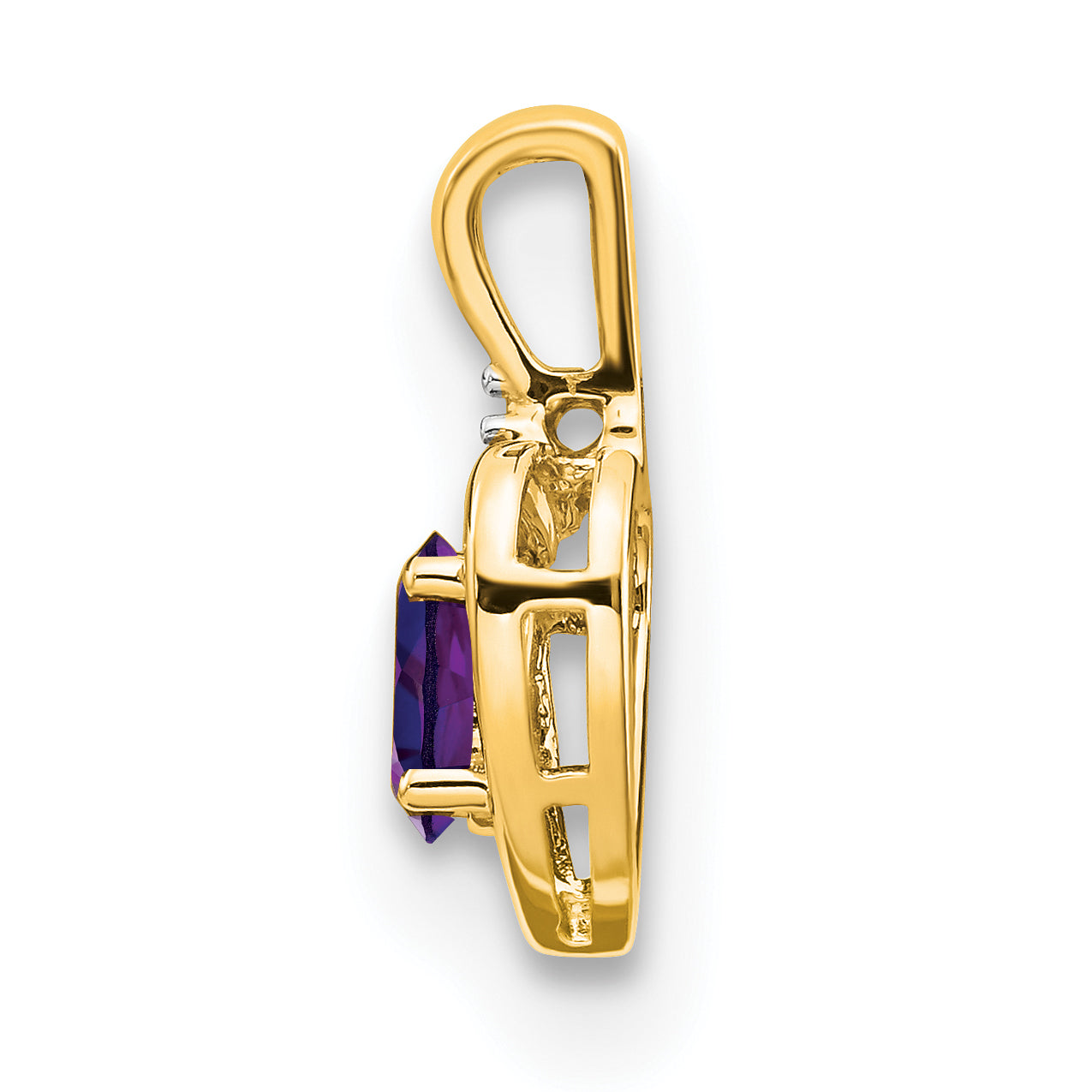 14K Yellow Gold Amethyst And Diamond Heart Pendant