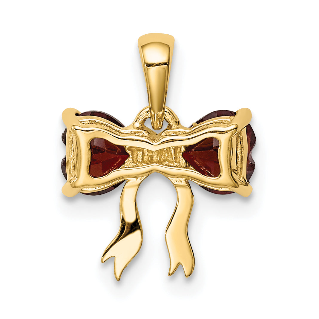 14k Yellow Gold 14k Gold Polished Garnet Bow Pendant