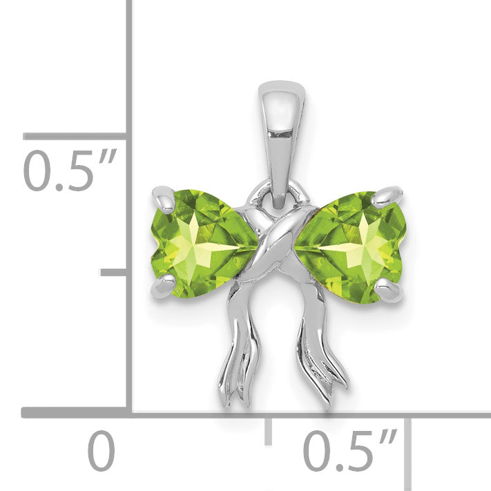 14k White Gold 14k White Gold Polished Peridot Bow Pendant