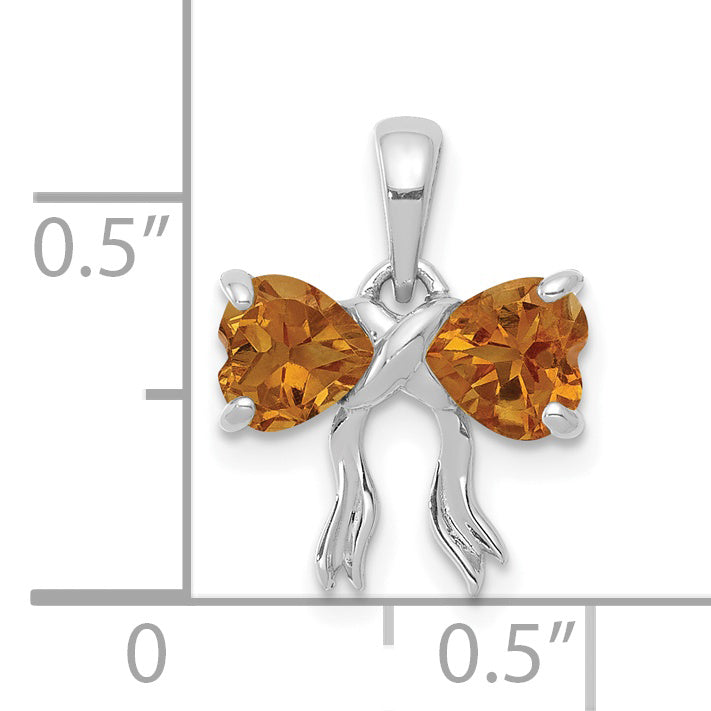 14k White Gold 14k White Gold Polished Citrine Bow Pendant