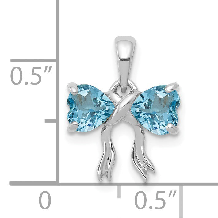 14k White Gold 14k White Gold Polished Light Swiss Blue Topaz Bow Pendant