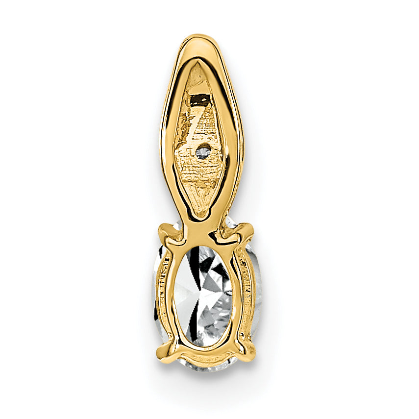14k Yellow Gold 14k White Topaz and Diamond Pendant