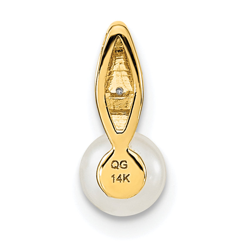14k Yellow Gold 14k FW Cultured Pearl and Diamond Pendant