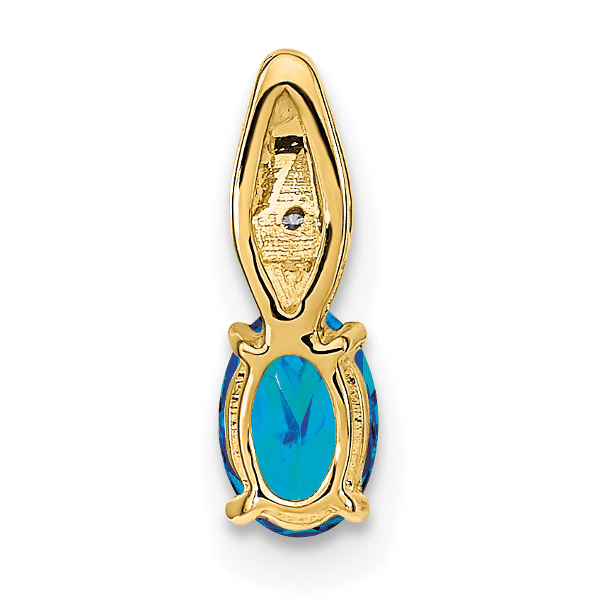 14k Yellow Gold 14k Blue Topaz and Diamond Pendant