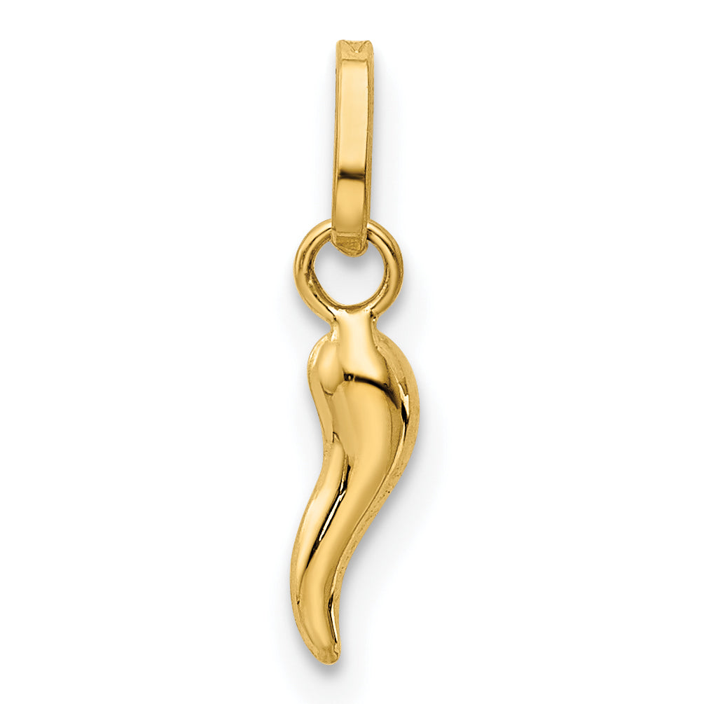 14k Yellow Gold 14k 3D Italian Horn Charm