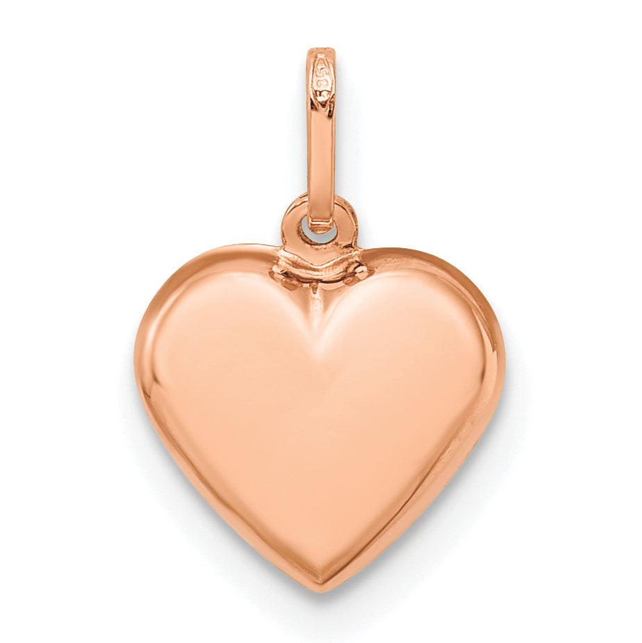 14k Rose Gold 14K Rose Gold Polished 3-D Heart Pendant
