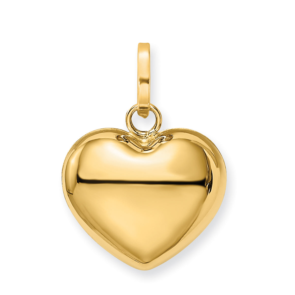 14K Yellow Gold Polished 3 D Puffed Heart Pendant