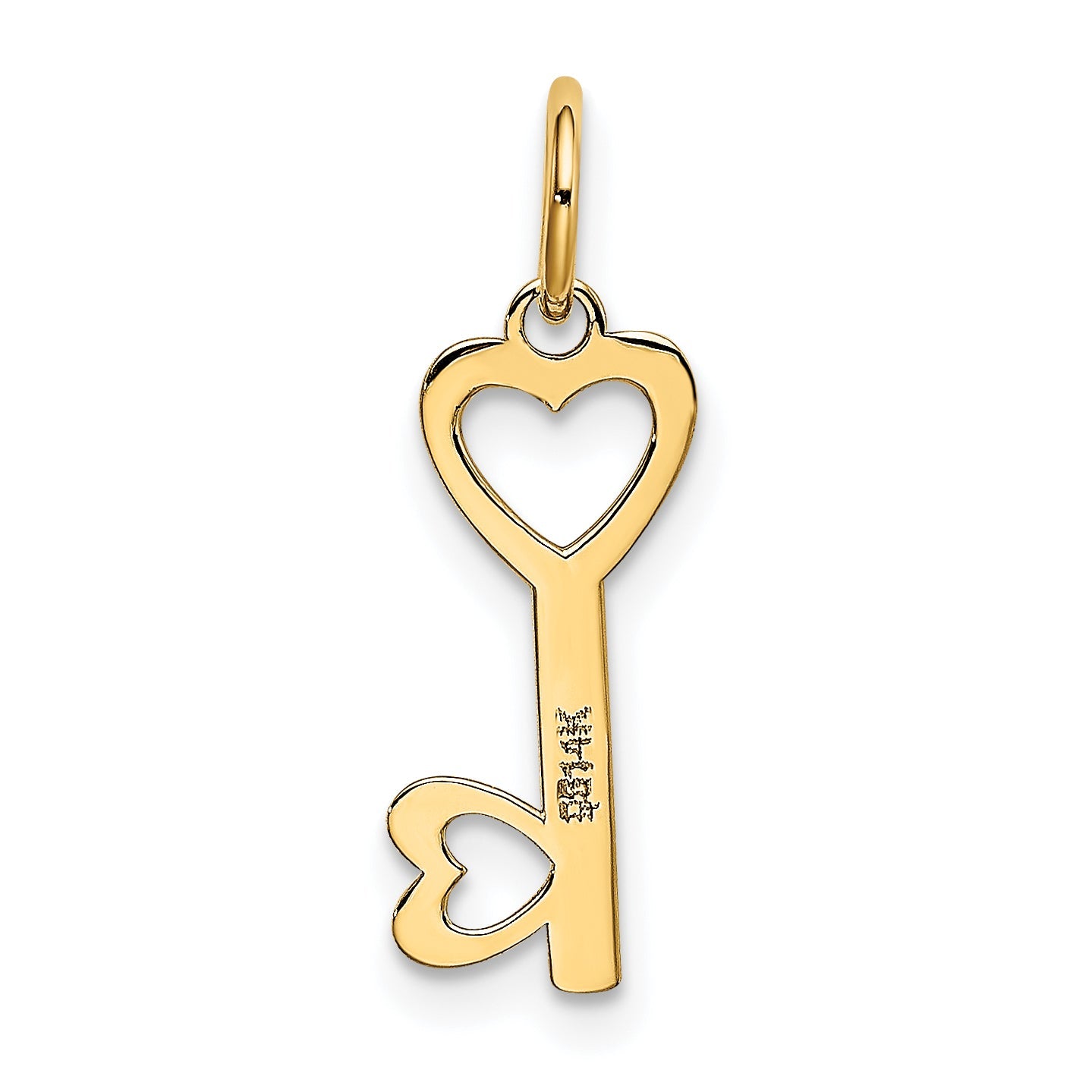 14k Yellow Gold 14K Polished Hearts Key Charm