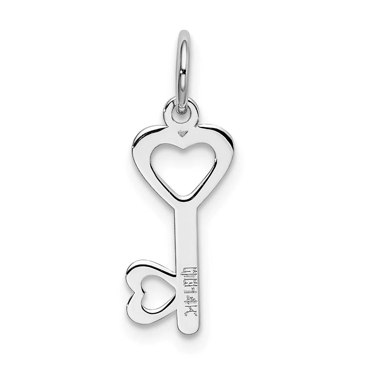 14k White Gold 14k White Gold Heart-Shaped Key and Lock Charm
